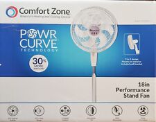 Comfort Zone 18 Power Curve Oscillating Stand Fan White