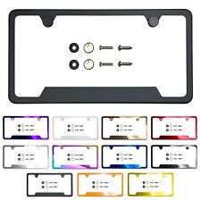 License Plate Frame Stainless Steel With Metal Screw Caps Bottom Corner Cut Out