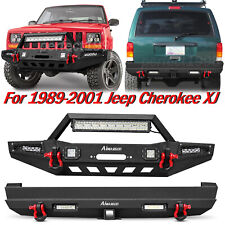 Fits 1989-2001 Cherokee Xj Front Rear Bumper Wwinch Plate 7x Led Lights D-rings