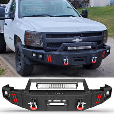Front Bumper With Winch Plate Led Lights Fits 2007-2013 Chevy Silverado 1500
