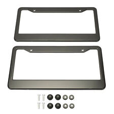 2pcs Black Stainless Steel Metal License Plate Frame Screw Cap Label Set
