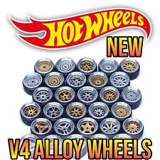 164 Scale Alloy V4 Metal 2 Piece Real Rider Wheels Rims Tires Set Hot Wheels