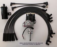 Mopar 318 340 360 Small Cap Hei Distributor Black 45k Coil Spark Plug Wires