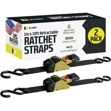 Dc Cargo Retractable Ratchet Strap Tie Down Straps W S-hooks 1 X 10 2-pack