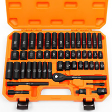 38 Drive Impact Socket Set 6 Point 50-piece Standard Metric 8-22mm And Sae