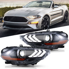 Pair Of Headlights For 18-23 Ford Mustang Full Led Projector Headlamps Drl Lh Rh