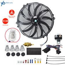 16 Universal Slim Fan Push Pull Electric Radiator Cooling 12v Mount Kit Black