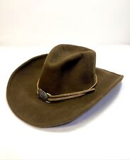 Vintage Usa Mht Westerns Wool Cowboy Brush Hat Leather Drawstring - Size Large