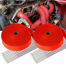 2 Roll 2 50ft20 Ties Exhaust Manifold Red Heat Wrap Tape High Heat Fiberglass