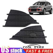 Fit For 13-16 Ford Escape Pair Front Bumper Grill Fog Lamp Light Cover Trim Set
