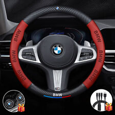 38cm 15 Steering Wheel Cover Genuine Leather For 1999-2024 Bmw Blackred New