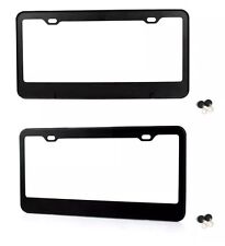 2x Black Stainless Steel Metal License Plate Frame Tag Cover Screw Caps