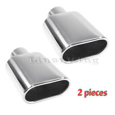 2 Pieces Stainless Steel Exhaust Tip Rolled Oval Slant 2.5 Inlet 5.5x3 Outlet