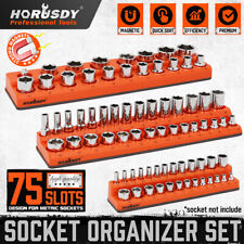 3pc Magnetic Metric Socket Organizer Storage Holder Set 14 38 12 Drive 75slot