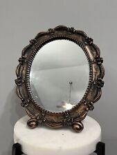 Vintage Dart Table Or Wall Mirror Guildcraft 1943 Ornate Bow Oval Frame 12 34