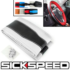 Whiteblack Carbon Fiber Steering Wheel Cover Grip Anti Slip For 14 15 Car P4