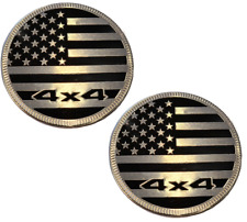 Two- 4x4 American Flag Chrome Black Metal Emblems Fender Badge For Jeep Wrangler
