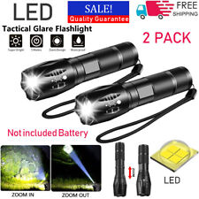 2x 2500000lm Led Police Tactical Torch High Lumens Zoomable Flashlight Spotlight