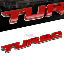 Aluminum Stick On 3d Polished Red Lettering Turbo Decal Emblem Trim Badge Logo