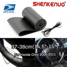 14.5-15 Steering Wheel Cover Genuine Leather Diy For Honda Civic 2006-2011