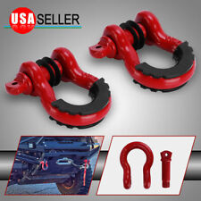 2pcs 34 Red 4.75 Ton D-ring Bow Shackles Kit With Black Isolators 41850lb Bre