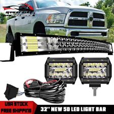 32inch Led Light Bar Curved 3034 Combo 4 Pods Offroad For Dodge Ram 1500