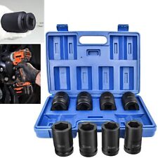 8 Pc 1 One Inch Drive Dr Large Size Air Black Impact Socket Wrench Tool Set Mm