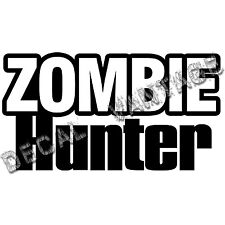 Zombie Hunter Text Vinyl Sticker Decal Brains - Choose Size Color