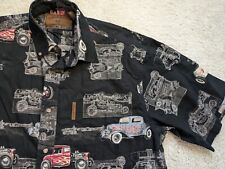 North River Outfitters Vintage Hot Rod Cars Men M Hawaiian Style Shirt