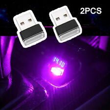 2x Mini Pink Purple Led Usb Car Interior Light Neon Atmosphere Ambient Lamp
