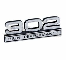 302 5.0 Liter Engine High Performance Emblem Badge In White Chrome - 4 Long