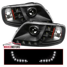 Black Projector Headlights Fits 1997-2003 Ford F150 Expedition Led Strip Lamps