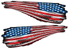 Brushed American Flag Stripes Large Pair Decal 30 X 10 Each Golf Cart Graphics