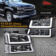 Clear Led Drl Corner Chrome Headlightslamps Fit For 03-06 Silverado 1500 2500hd