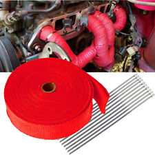2 50ft Roll Red Exhaust Wrap Manifold Header Pipe Heat Wrap Tape W 10 Ties Kit