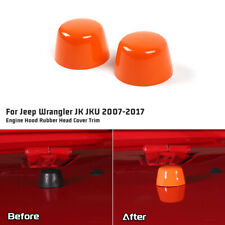 Orange Engine Hood Rubber Head Cap Trim Cover For Jeep Wrangler Jk 2007-17 Parts