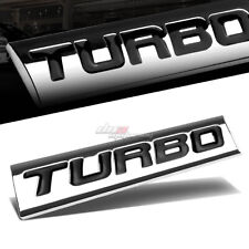 Aluminum Stick On Polish Chrome Black Text Turbo Decal Emblem Trim Badge Logo