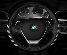 New Black White Car Steering Wheel Cover Hand Pad Buffer Size M 14.5 15.5