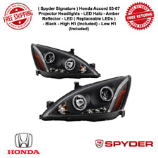 Spyder Signature Led Halo Black Projector Headlights For 2003-2007 Honda Accord