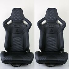 2 X Tanaka Premium Black Carbon Pvc Leather Racing Seats Blue Stitch For Bmw