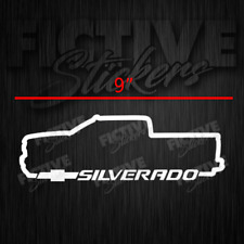 Silverado Chevy Crew Cab Truck Outline Decal 9 White