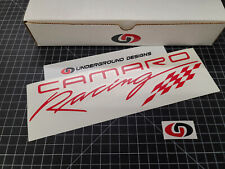 Camaro Racing Script Decals 2pk Retro Stickers Rocker Badge Z28 Zl1 Lsx Ltx