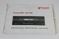 Becker Europe 2000 Radio Mercedes Benz Operating Instructions Operating Instructions