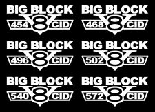 2 Big Block V8 Engine Decals 454-468-496-502-540-572 Bbc Rat Bored Stroker Crate