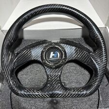 Hiwowsport 320mm Carbon Fiber Steering Wheel Jet Style 6 Holes Flat Bottom Black