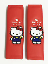 Hello Kitty Sanrio Faux Leather Car Seat Belt Shoulder Pads Covers Pair Red