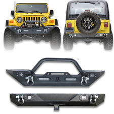 Vijay For 1997-2006 Jeep Wrangler Tj Black Front And Rear Bumper With Led Lights