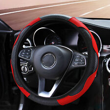 15 Car Steering Wheel Cover Carbon Leather Breathable Anti-slip Accessories
