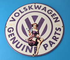 Vintage Volkswagen Sign - Porcelain Dealership Sales Vw Automobile Gas Pump Sign