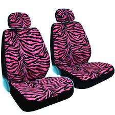 New Safari Hot Pink Zebra Print Car Truck Front Seat Covers With Headrest Covers